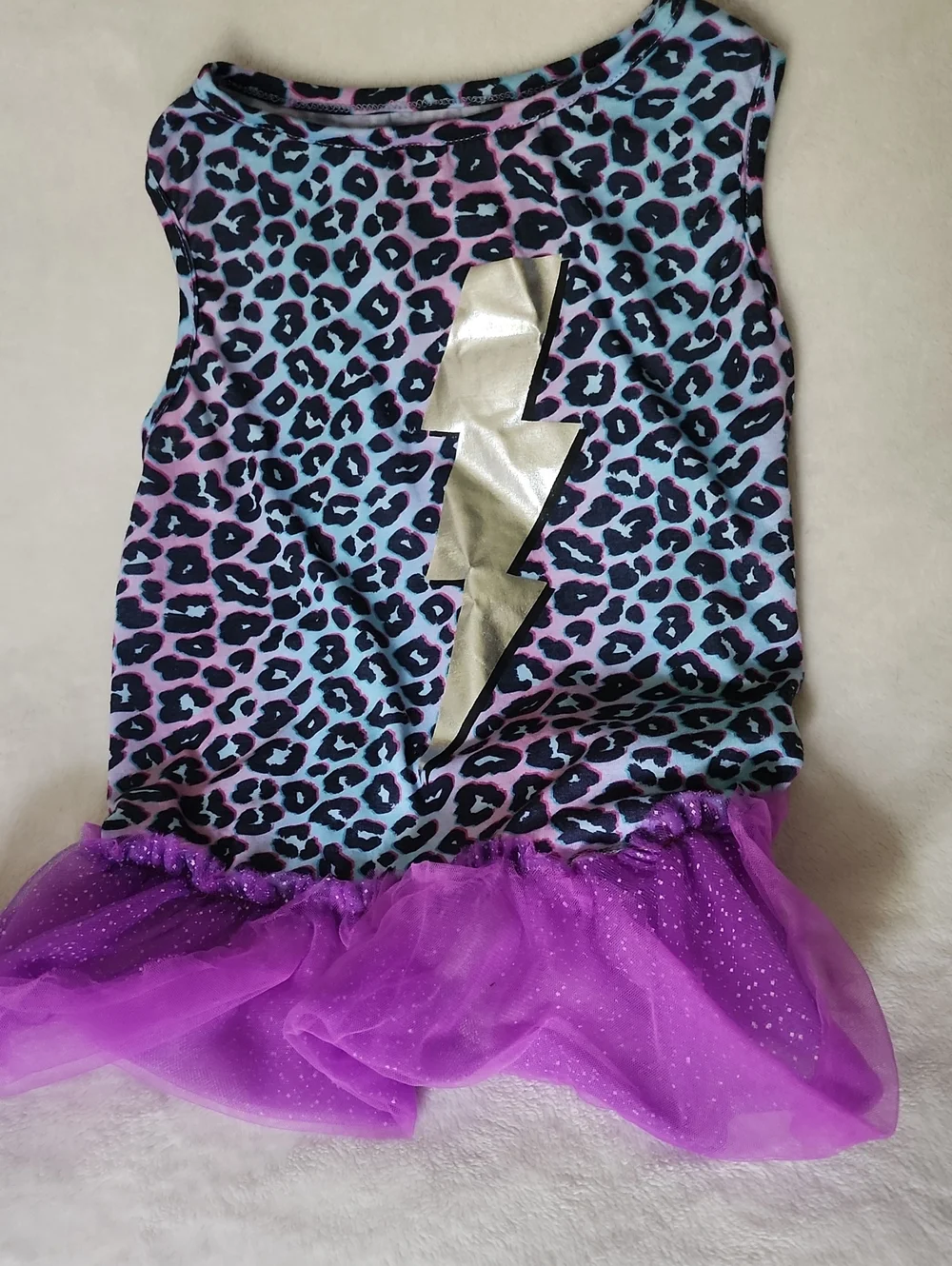Medium Dog Purple Leopard Lightning Tutu Dress